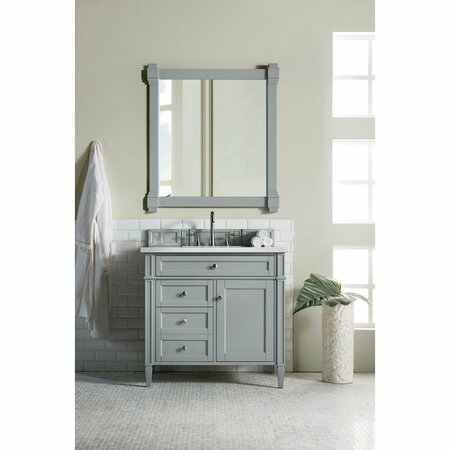 James Martin Vanities Brittany 36in Single Vanity, Urban Gray w/ 3 CM Arctic Fall Solid Surface Top 650-V36-UGR-3AF